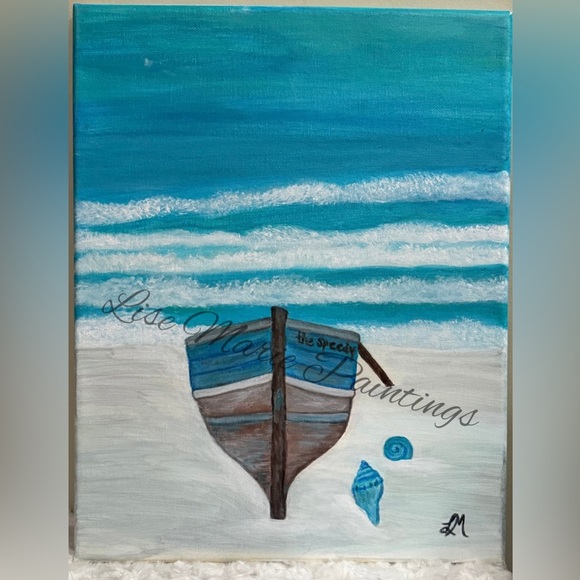 Beach Acrylic Painting on Canvas Original by Artist - Picture 1 of 1